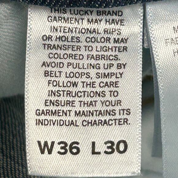 Lucky Brand Jeans Mens 36x30 Blue Dark Wash Straight Leg Stretch Flex Whiskers - Picture 9 of 11